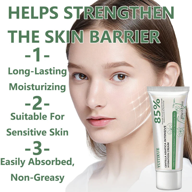YUITIKUE Centella Asiatica Cream 85% Intensive Hydration Repair for Sensitive Skin with Panthenol 60g