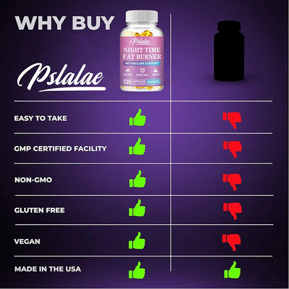 Nighttime Fat Burner Supplement - for Weight Loss, Boost Metabolism, Suppress Appetite Diet,Healthy Weight Management