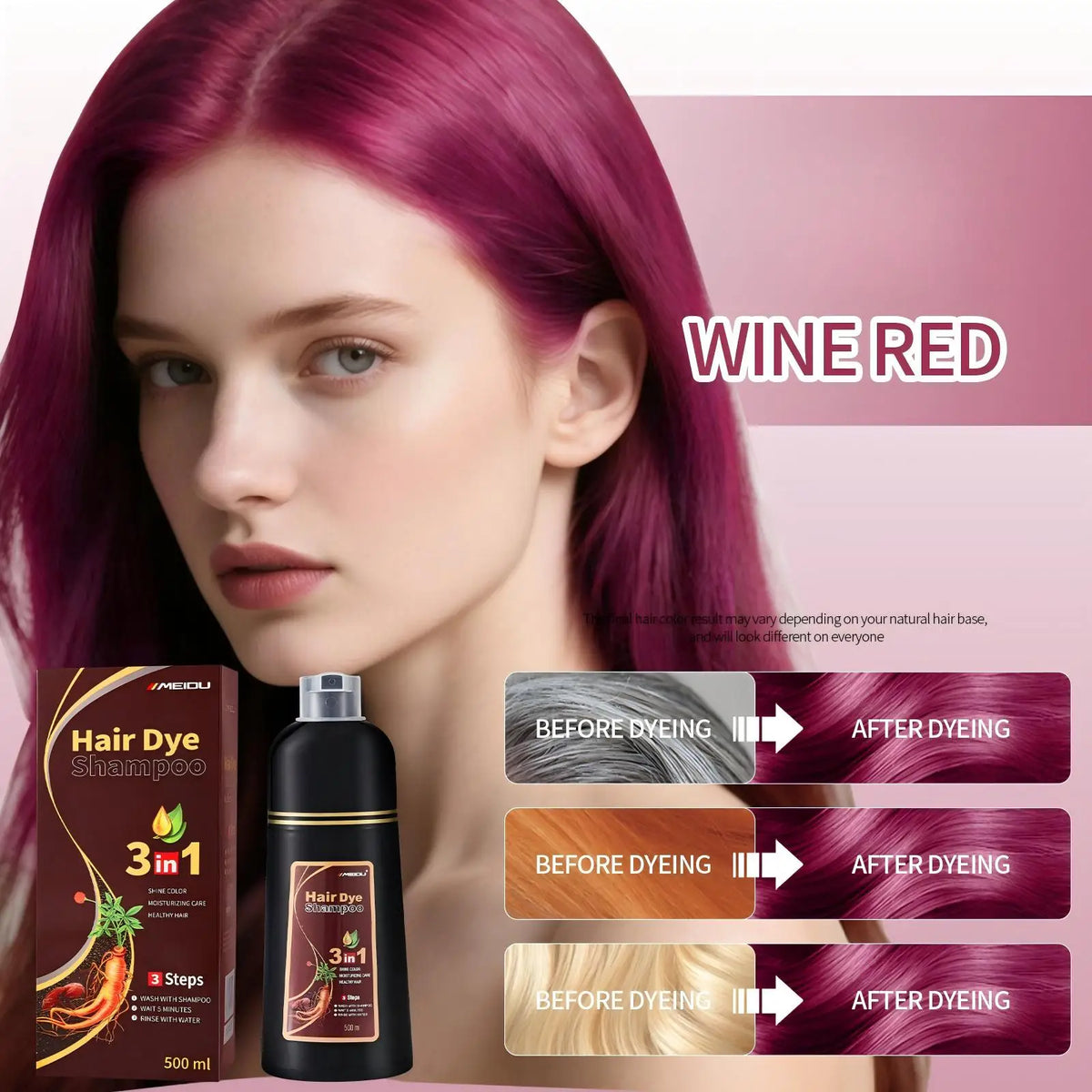 Meidu 3in1 Hair Dye Shampoo Easy To Use | Premium Care