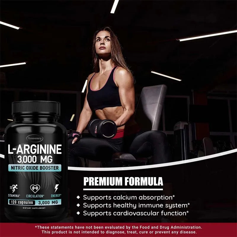L-Arginine 3000mg Nitric Oxide Booster – Peak Athletic Performance, Endurance & Muscle Growth