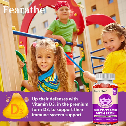 Kids Multivitamin Softgels with Iron, Zinc & Biotin, Daily Nutritional Supplement for Kids’ Growth, Immune & Brain Support