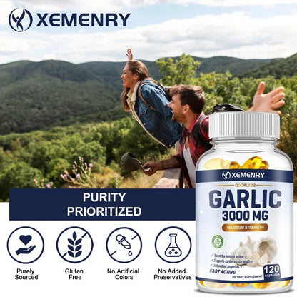 Garlic Supplement - Balances Cholesterol, Good for Heart Health, for Immune and Cardiovascular, Cholesterol Health