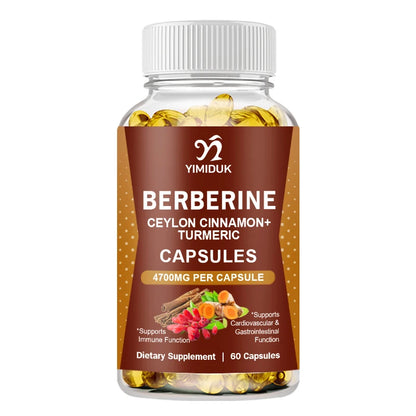 Premium Berberine HCl Supplement Capsules 1200mg – Supports Healthy Blood Sugar, Metabolism & Immune System