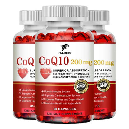 Natural Absorption CoQ10 Supplement, with PQQ, Black Pepper Extract, Support Mental Clarity, Hair & Skin Health, Daily Vitality