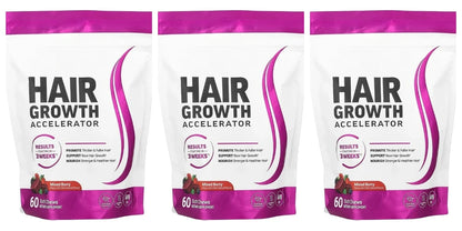 Hair Growth Soft Chews – Vitamin C & E Supplement for Thicker, Fuller & Healthier-Looking Hair – Berry Flavor – 60 Soft Chews