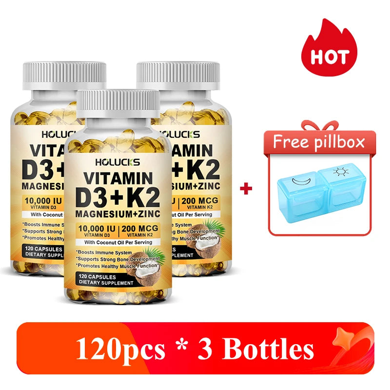 4-in-1 Vitamin Supplement, with D3 K2 MK7 & Coconut Oil, Improve Mood, Immunity & Whole body Vitality