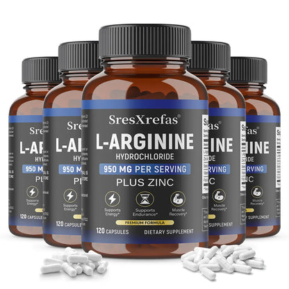 Men's L-Arginine 950mg Complex (120 Capsules) – Blood Circulation, Workout Endurance & Muscle Growth