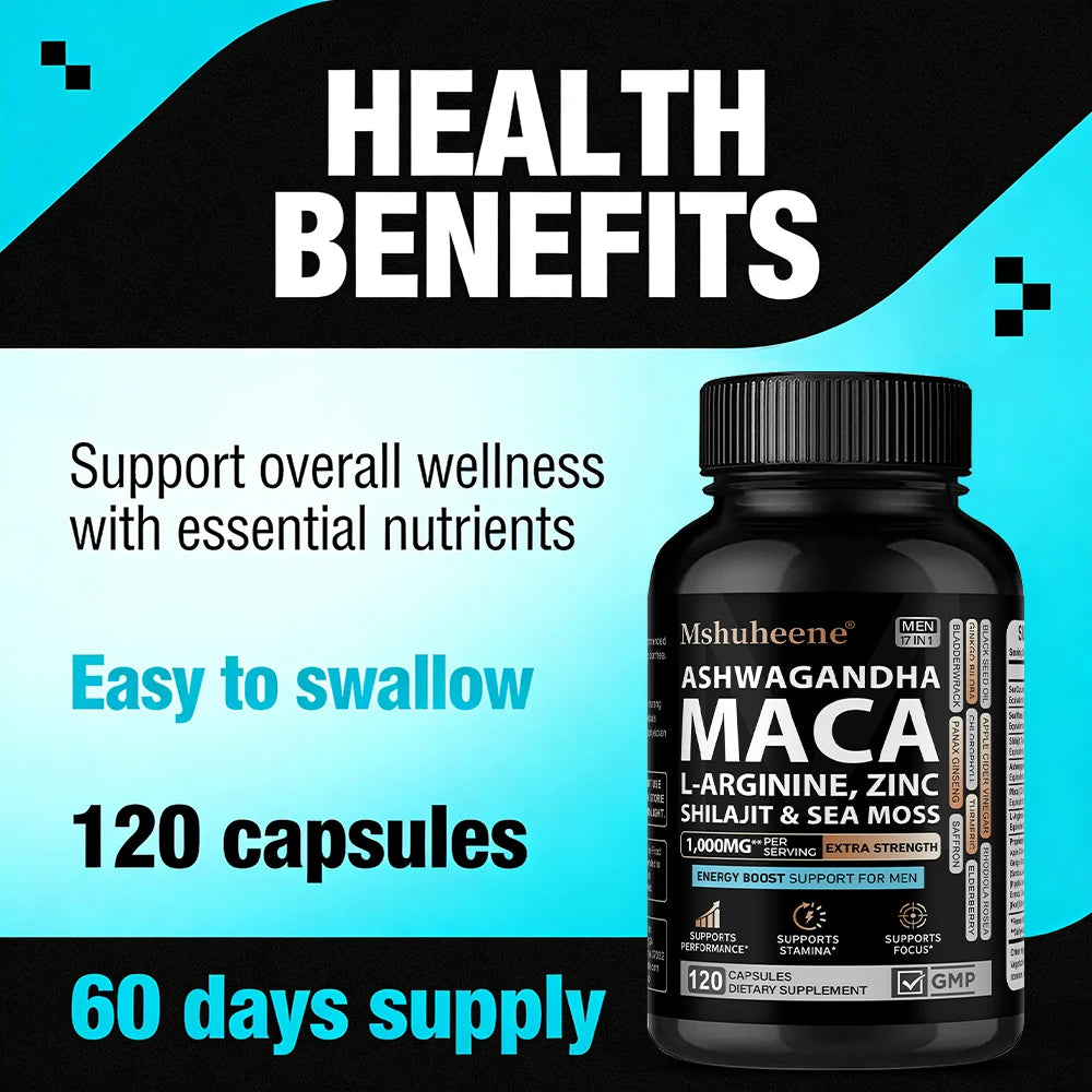 Enhancing Supplement Blend L Arginine Maca Ashwagandha Stamina | Premium Care
