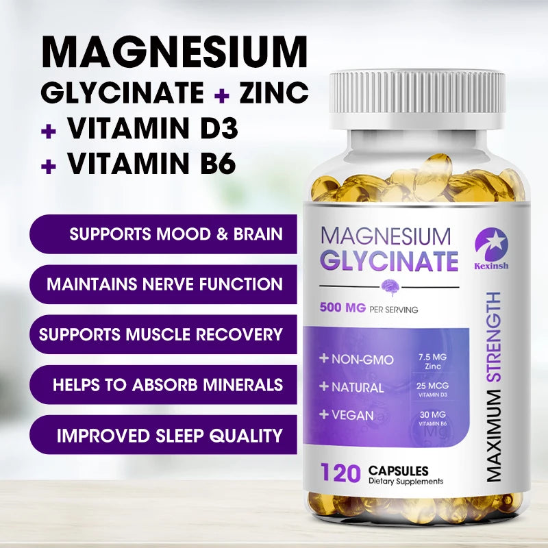 Garmtar Magnesium Glycinate 500mg with Zinc, D3 & B6 - Garmtar Pure Supplements