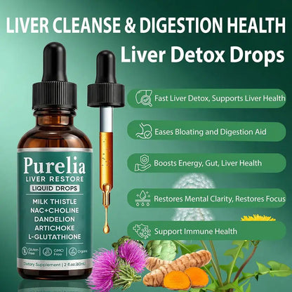 Herbal Supplement Drops 60ml Milk Thistle Glutathione NAC Choline Artichoke Dandelion Liquid Formula for Adult Everyday Wellness