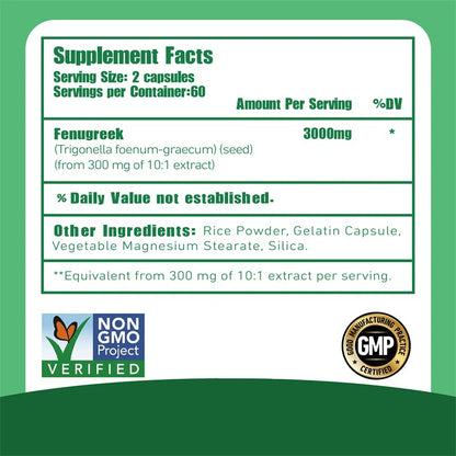 Pure Fenugreek Extract 3000mg – Lactation Support, Hormone Balance & Feminine Wellness