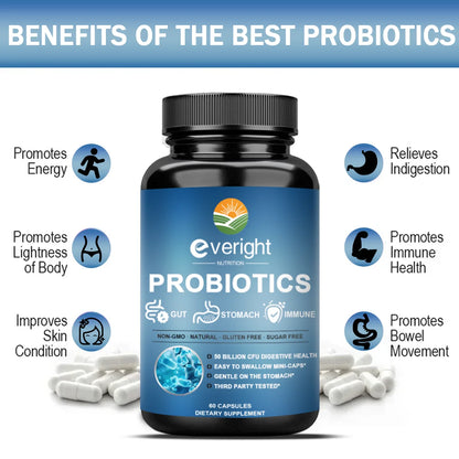 50 Billion CFU Probiotics - Daily Supplement for Digestive, Women's & Gut Health, Gas & Bloating Relief