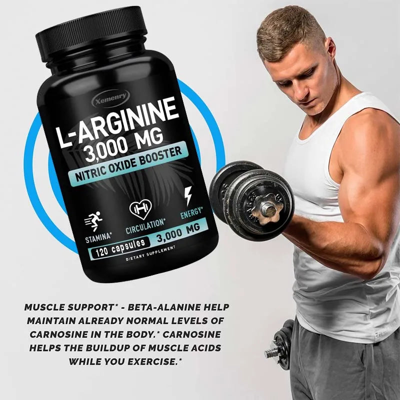 L-Arginine 3000mg Nitric Oxide Booster – Peak Athletic Performance, Endurance & Muscle Growth