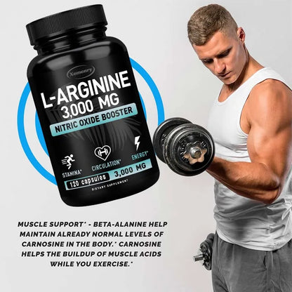 L-Arginine 3000mg Nitric Oxide Booster – Peak Athletic Performance, Endurance & Muscle Growth