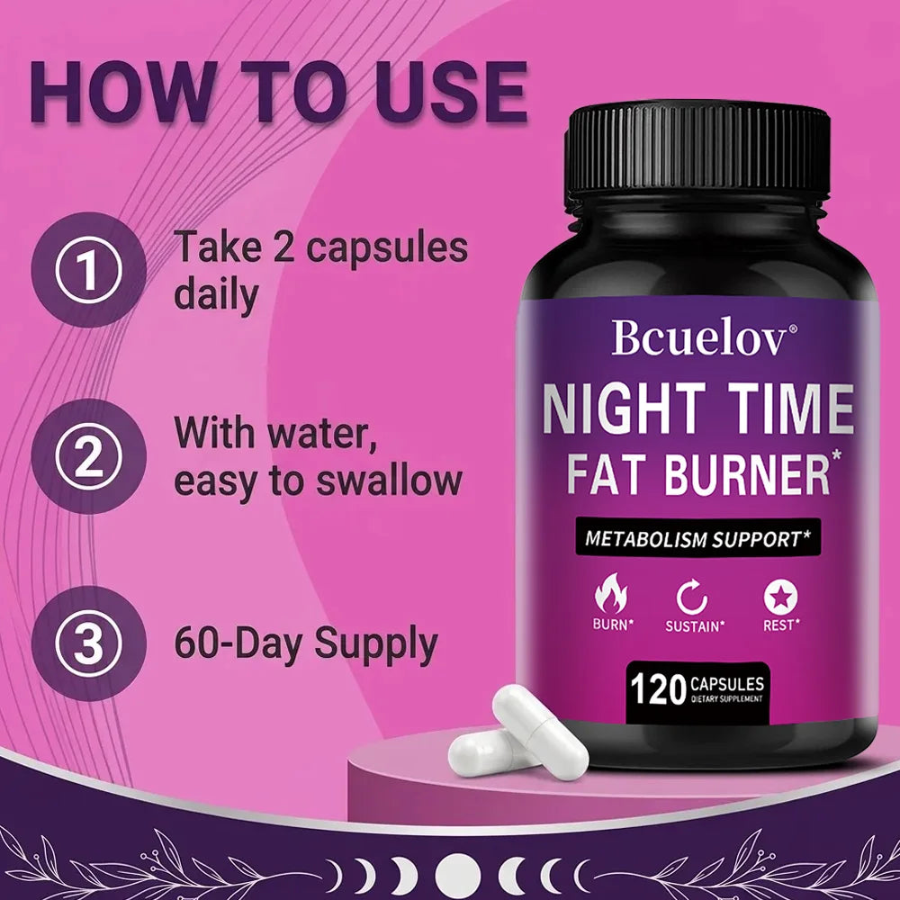 NightBurn PM Thermogenic Fat Burner & Sleep Complex – Non-Stimulant Metabolism Booster, Cortisol Balance & Overnight Weight Management