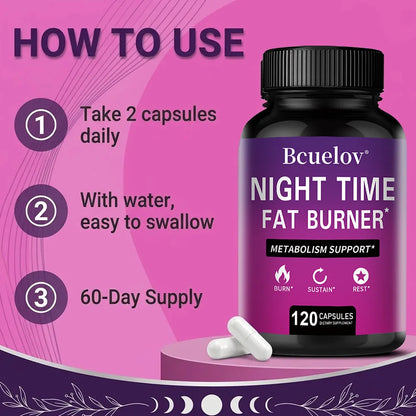 NightBurn PM Thermogenic Fat Burner & Sleep Complex – Non-Stimulant Metabolism Booster, Cortisol Balance & Overnight Weight Management