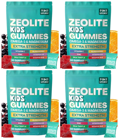 Kids Multivitamin Gummies with Omega 3 Magnesium Zinc Vitamin C D3 B12 Mixed Berry Flavor Daily Wellness Supplement 60 Gummies
