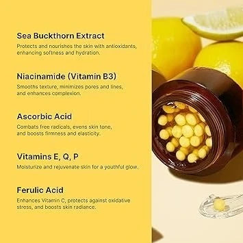 Deep Vitamin C Golden Capsule Face Moisturizer Liposome Capsules For Wrinkles Skin Radiance Glow Hydration Lightweight Skin Care