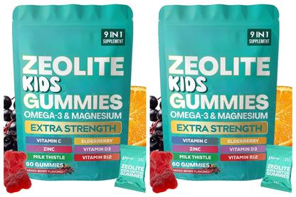 Kids Multivitamin Gummies with Omega 3 Magnesium Zinc Vitamin C D3 B12 Mixed Berry Flavor Daily Wellness Supplement 60 Gummies