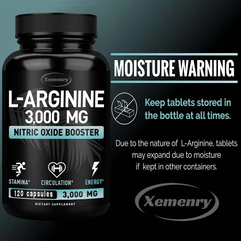 L-Arginine 3000mg Nitric Oxide Booster – Peak Athletic Performance, Endurance & Muscle Growth