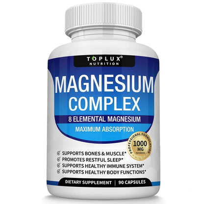 Advanced Multi-Magnesium Complex 1000mg – 8 Chelated Forms for Deep Sleep, Muscle & Calm (90 Capsules)