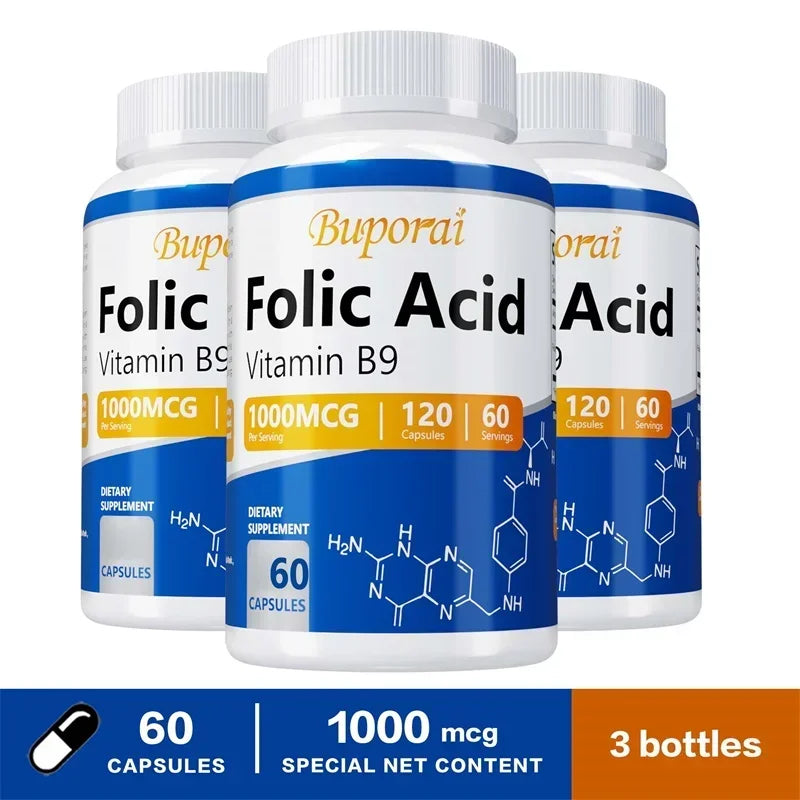 Folic Acid Capsules – Cardiovascular Care, Nerve Function & Complete Prenatal Health Support