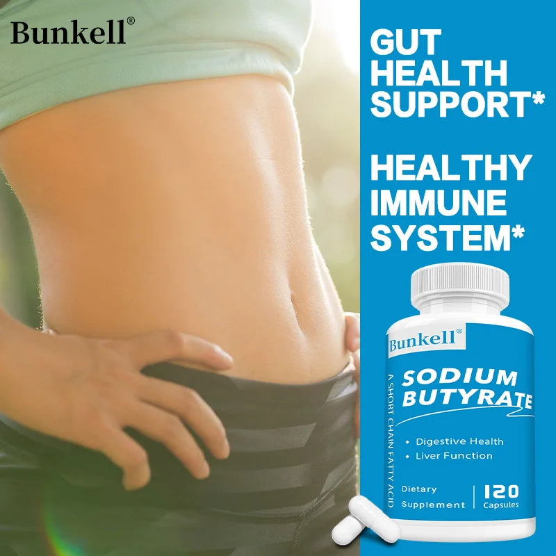 Sodium Butyrate Gut Health Supplement, Postbiotic for Gut, Stomach & Digestive, Gut Wellness, 120 Vegan Capsules