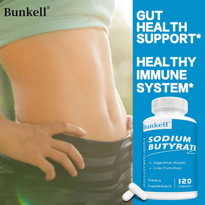Sodium Butyrate Gut Health Supplement, Postbiotic for Gut, Stomach & Digestive, Gut Wellness, 120 Vegan Capsules