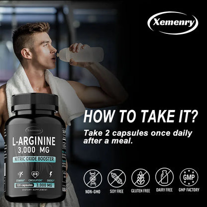 Extra Strength L-Arginine 3000mg – Maximum Nitric Oxide Booster for Vascularity, Muscle Growth & Endurance