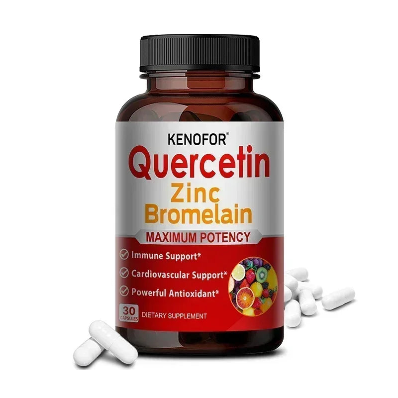 Zinc Quercetin + Bromelain 120 Vegetarian Capsules - Zinc Supplement for Antioxidant Immune Cardiovascular, Zinc for Men & Women