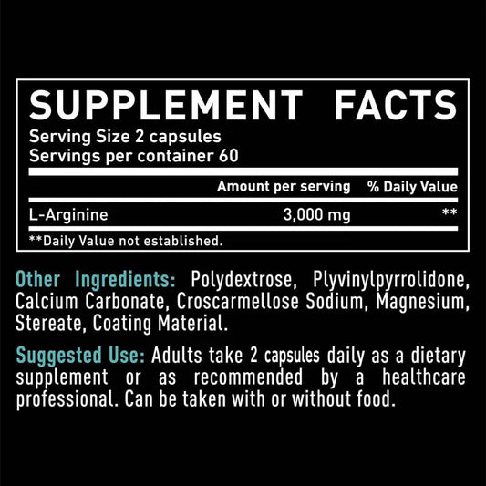 L-Arginine 3000mg Nitric Oxide Booster – Peak Athletic Performance, Endurance & Muscle Growth
