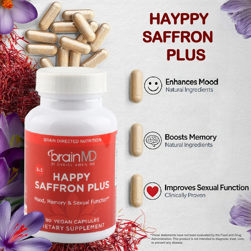 Pure Saffron Extract Complex for Mood, Focus & Stress Relief (90 Vegan Capsules)