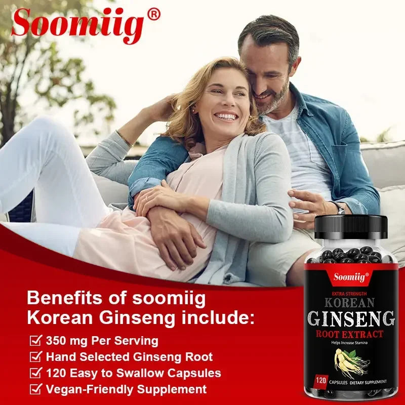 Strong Korean Ginseng 120 Vegetarian Capsules Energy Stamina | Premium Care
