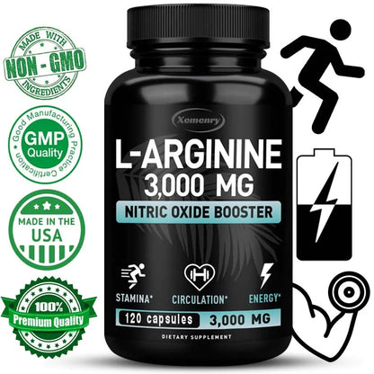 L-Arginine 3000mg Nitric Oxide Booster – Peak Athletic Performance, Endurance & Muscle Growth