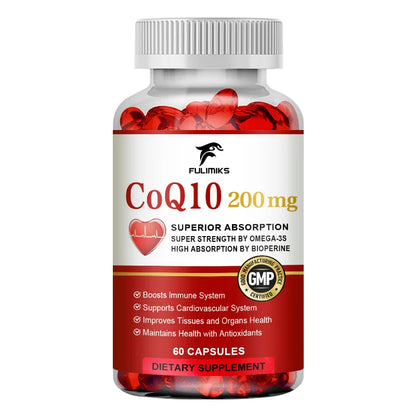 Natural Absorption CoQ10 Supplement, with PQQ, Black Pepper Extract, Support Mental Clarity, Hair & Skin Health, Daily Vitality