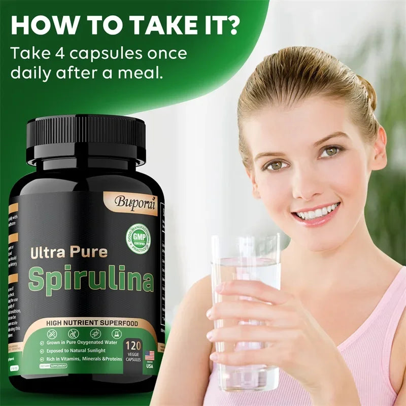 Garmtar Organic Spirulina Superfood 3000mg Capsules - Garmtar Pure Supplements
