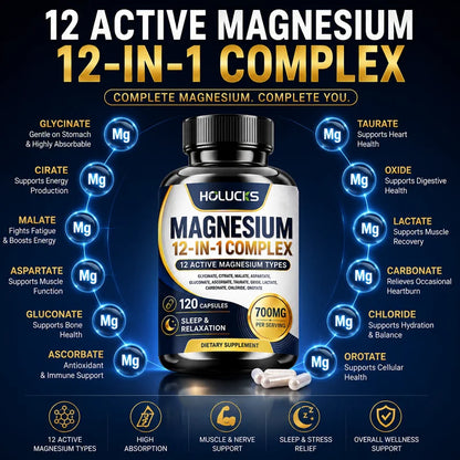 MagnaVital 7-in-1 Pure Magnesium Glycinate Complex – Muscle Recovery, Deep Sleep, Nerve Calming, Heart & Cognitive Memory Vitality