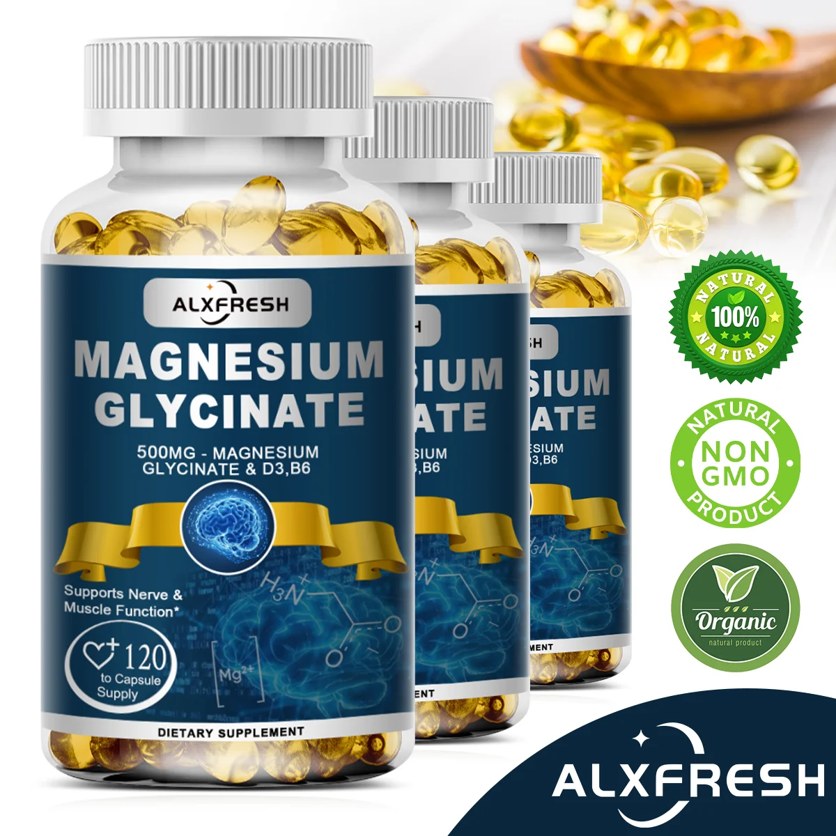 Ultra Pure Magnesium Glycinate 500mg with Zinc, Vitamin D3 & B6 – Muscle Relaxation, Nervous System Support, Deep Sleep & Fatigue Relief