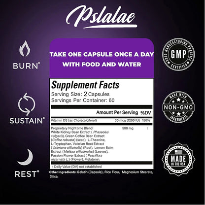 Nighttime Fat Burner Supplement - for Weight Loss, Boost Metabolism, Suppress Appetite Diet,Healthy Weight Management