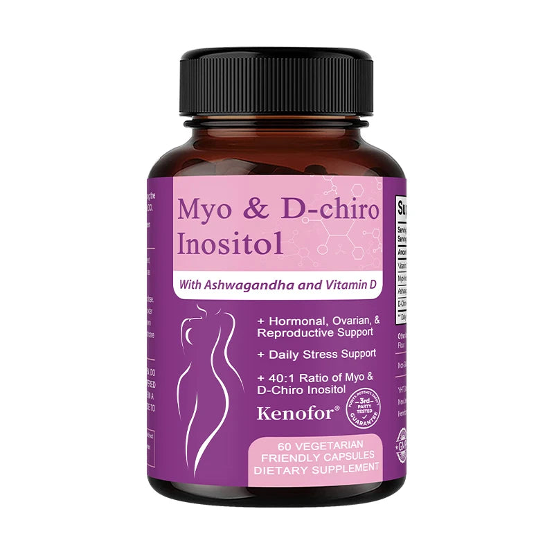 Inositol Supplement with Ashwagandha, Improves Muscle, Ovarian Function, Antioxidant, Blood Sugar Balance, 120 Veggie Capsules
