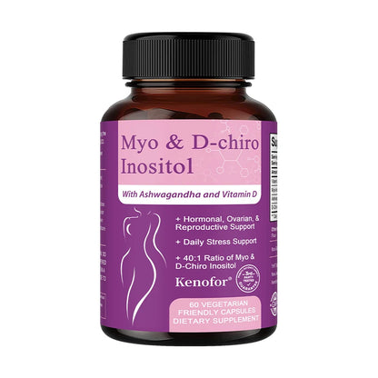 Inositol Supplement with Ashwagandha, Improves Muscle, Ovarian Function, Antioxidant, Blood Sugar Balance, 120 Veggie Capsules