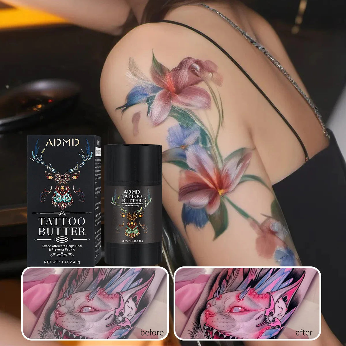 40g Tattoo Care Cream Nourishing Tattoo Balm Stick for Long-Lasting Color Preservation Soothing Skincare Paste for Tattooed Skin