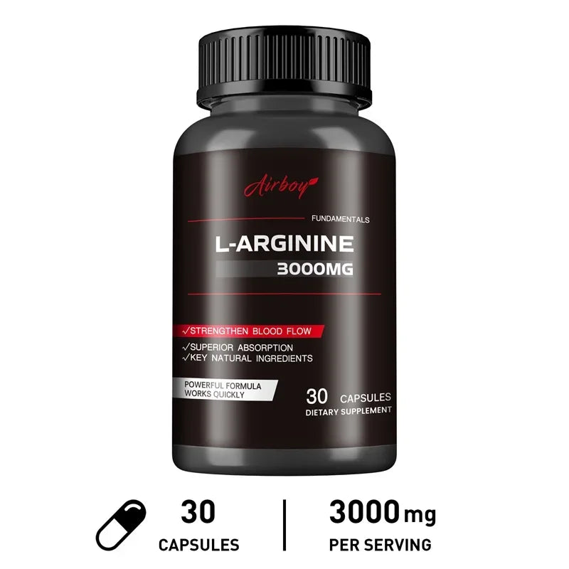 L-Arginine Athletic Strength & Circulation Capsules – Muscle Power, Blood Flow & All-Day Energy