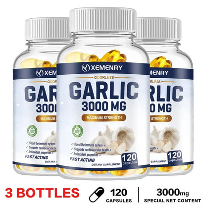 Garlic Supplement - Balances Cholesterol, Good for Heart Health, for Immune and Cardiovascular, Cholesterol Health