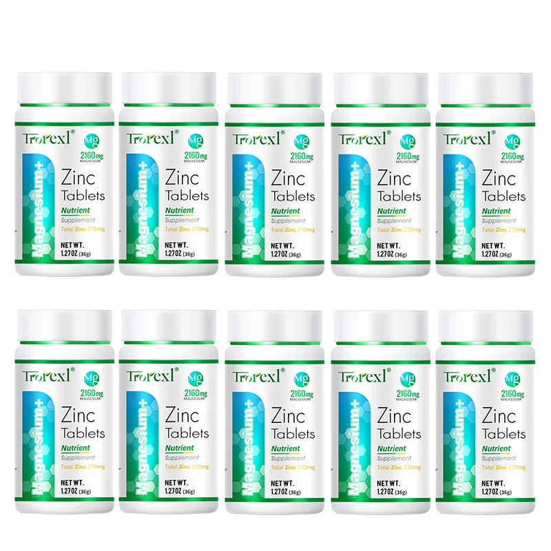 Magnesium and Zinc Tablets (High Absorption) – Muscle Cramp Relief, Daily Energy & Immune Defense (60 Count)