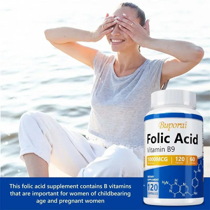 Folic Acid Capsules – Cardiovascular Care, Nerve Function & Complete Prenatal Health Support