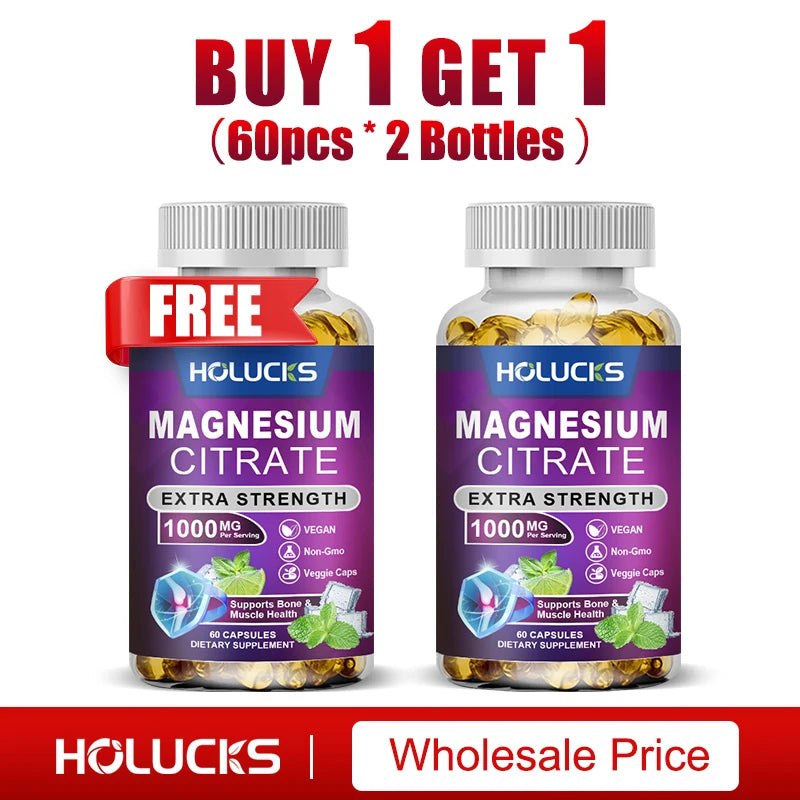 Buy 2 Get 2 Free! High Potency Magnesium Citrate Supplement -  for Muscle, Nerve, Bone and Heart Health Support, Gluten-Free