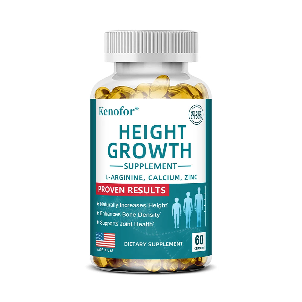Natural Height Growth Calcium Vitamin D Supplement Vegetarian Capsules, Increase Bone Strength, Height Promoter Capsules Adults