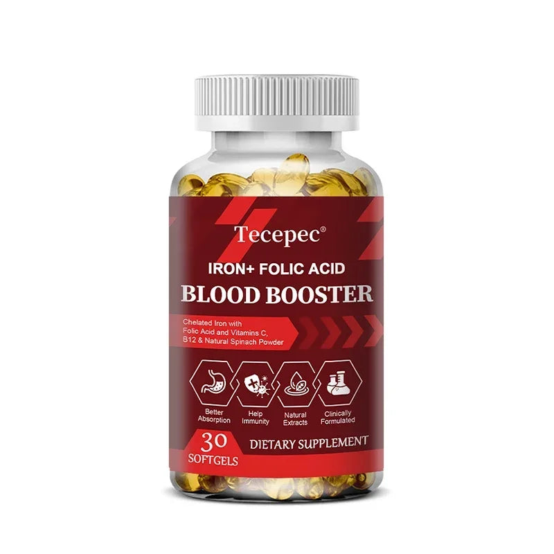 Iron + Folic Acid Blood Tonic - Replenish Iron Content, No Side Effects Iron Supplement- with Vitamin C, Vitamin B12, Folic Acid