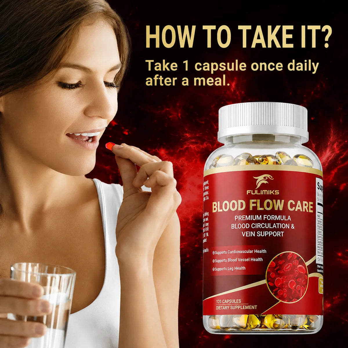 Blood Flow Care Supplement - Promotes Leg Vein, Heart, Blood Vessel and Cardiovascular Health, Supporting Blood Circulation